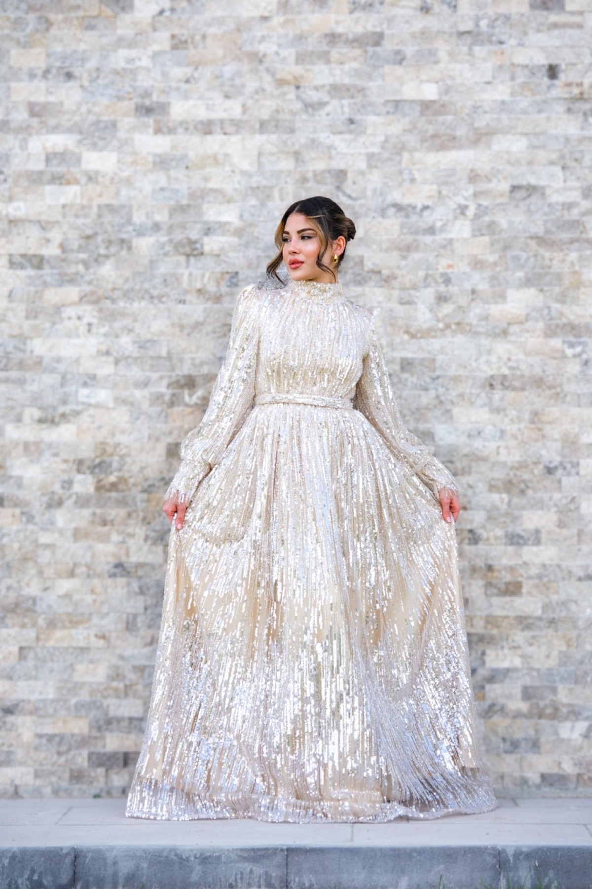 Ravi Rental Dress Charlotte Bej Elbise