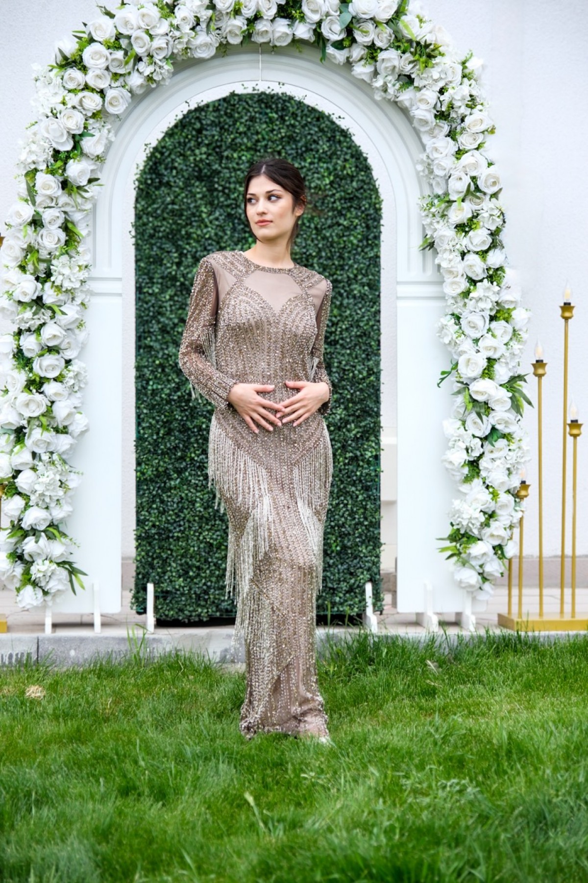 Ravi Rental Dress Lenora Bronz Elbise