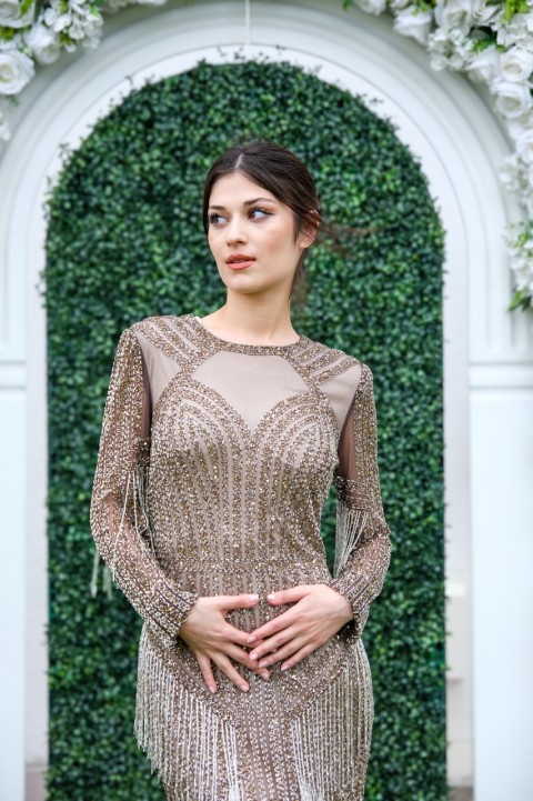 Ravi Rental Dress Lenora Bronz Elbise